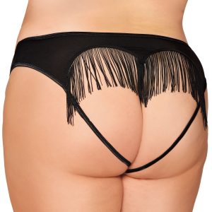 HEART BACK PANTY W/ FRINGE BLACK 1X/2X