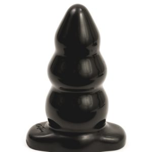 TRIPLE RIPPLE BUTT PLUG-LG-BLACK CD