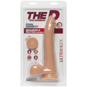 THE D REALISTIC D 9 IN SLIM W/ BALLS ULTRASKYN VANILLA