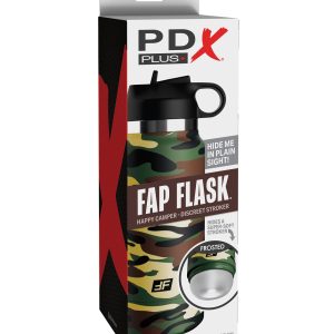 PDX PLUS FAP FLASK HAPPY CAMPER DISCREET STROKER CAMO BOTTLE FROSTED