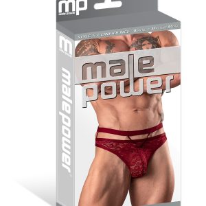 LUCIFER CUTOUT THONG BURGUNDY L/XL