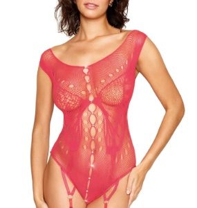 SEAMLESS BUTTERFLY GARTER TEDDY WATERMELON O/S