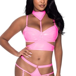 CLUB CANDY BRA HARNESS & PANTY PINK S/M