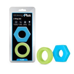 PERFORMANCE PLUS FLASH 2 COCK RING SET GLOW IN THE DARK