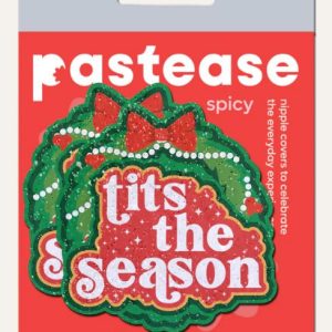 PASTEASE TITS SEASON HOLIDAY GREEN WREATH ON GLITTERY