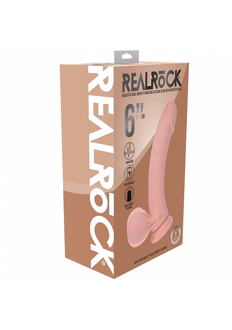 REALROCK RECHARGEABLE DUAL LAYERED VIBRATING CURVED 6IN W/BALLS