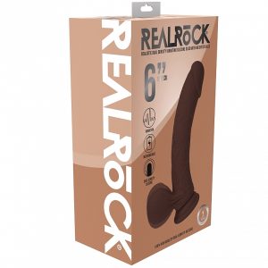 REALROCK RECHARGEABLE DUAL LAYERED VIBRATING CURVED 6IN W/BALLS BROWN