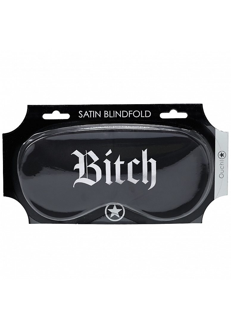 OUCH BITCH PRINTED MASK SATIN BLACK