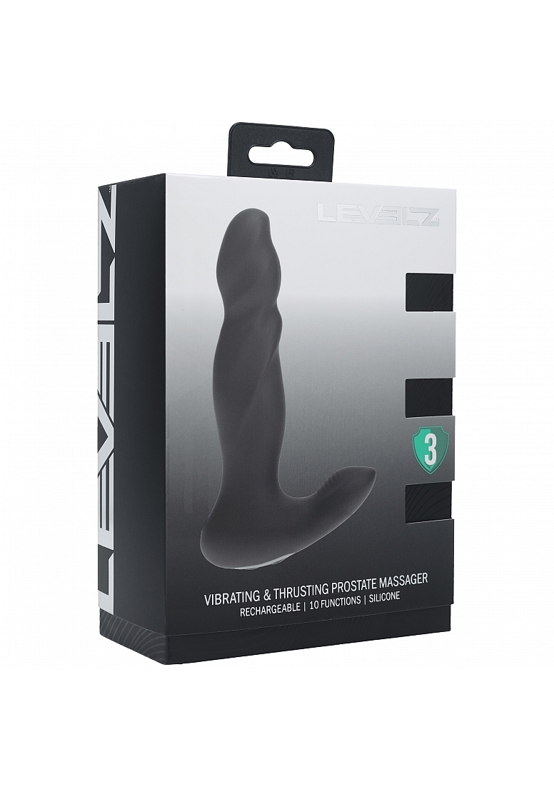 LEVELZ VIBRATING & THRUSTING SILICONE PROSTATE MASSAGER BLACK