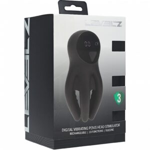 LEVELZ DIGITAL VIBRATING SILICONE PENIS HEAD STIMULATOR W/ TENTACLES BLACK