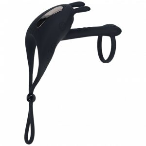 LEVELZ ADJUSTABLE BUNNY VIBRATING LASSO COCK RING BLACK