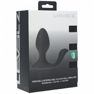 LEVELZ VIBRATING & ROTATING SILICONE ANAL PLUG BLACK