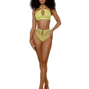 DREAMGIRL SITUATION NET 2PIECE 2 PIECE SET NEON YELLOW OS