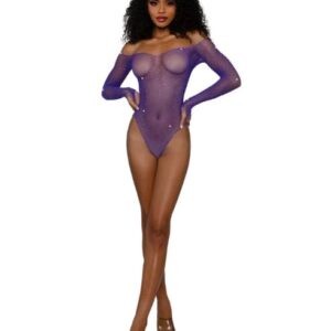 DREAMGIRL RHINESTONE OFF SHOULDER BODYST ULTRA VIOLET