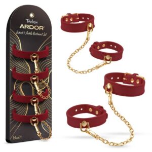 TEMPTASIA ARDOR WRIST & ANKLE RESTRAINTS BLACK RED