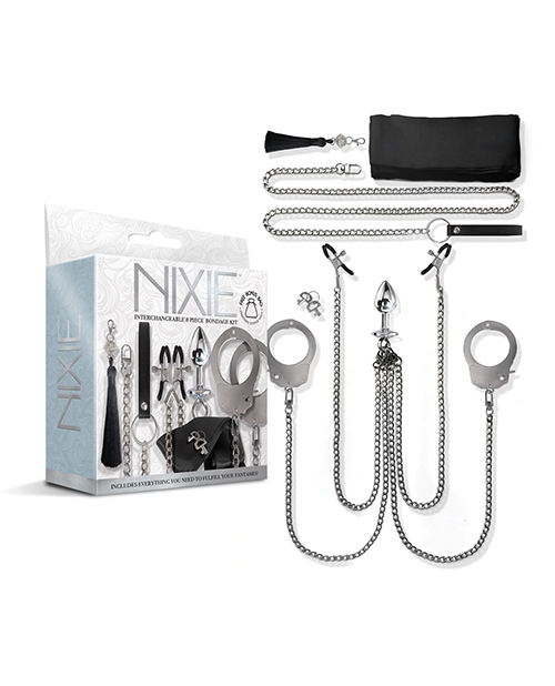 NIXIE INTERCHANGEABLE 8PC BONDAGE KIT SILVER