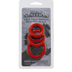 IRON STALLION SILICONE COCK RINGS RED