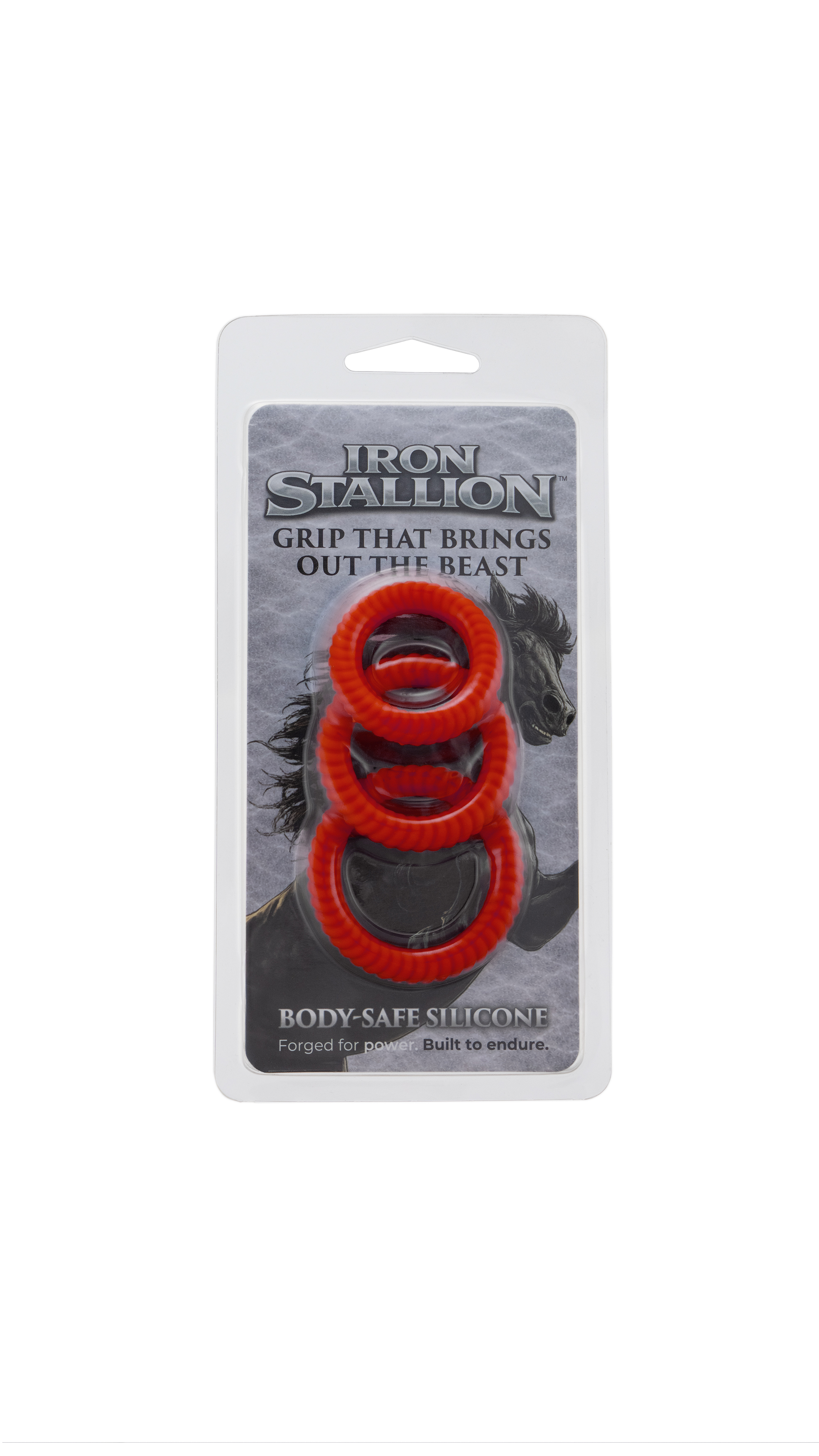 IRON STALLION SILICONE COCK RINGS RED