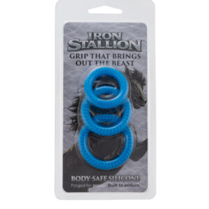 IRON STALLION SILICONE COCK RINGS BLUE